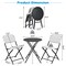 Costway 3PCS Patio Rattan Bistro Set Folding Table Chairs Garden Deck
